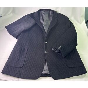 Linea Uomo 60R Black Quilted Corduroy Blazer Sport Coat Jacket Diamond Stitch